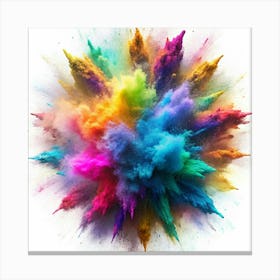 Colorful Powder Explosion On White Background Canvas Print