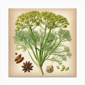 Fennel flower plants painting art print 3 Canvas Print