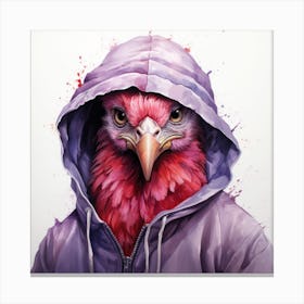 Watercolour Cartoon Chicken In A Hoodie 3 Canvas Print