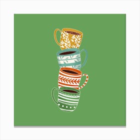 Cute Coffee Mug Green Print Canvas Print