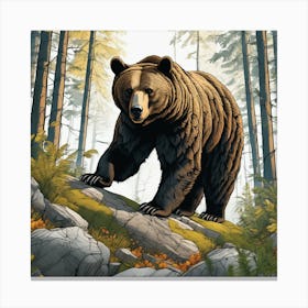 Brown Bear In The Forest 18 Canvas Print