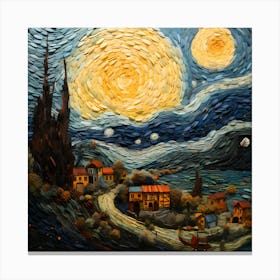 Gogh's Celestial Knitted Canvas Canvas Print