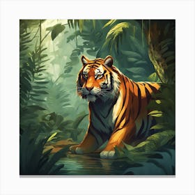 Tiger In The Jungle 4 Canvas Print