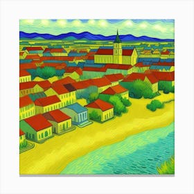 Under the Rustic Sky: A Village Story View Of A City Canvas Print