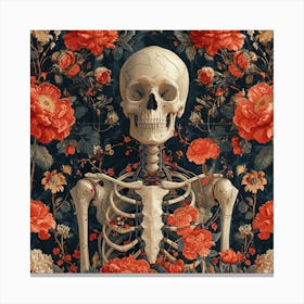 Skeleton And Roses Canvas Print