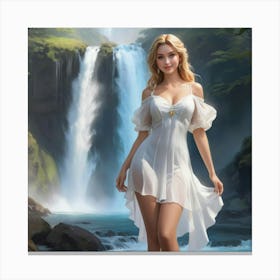 Sexy Girl In White Dress Canvas Print