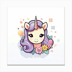 Unicorn With Flowers Canvas Print