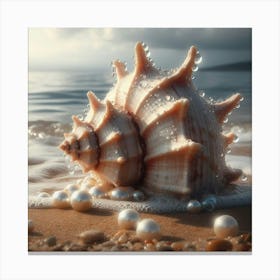 Seashell With Pearls Canvas Print