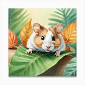 Hamster On Leaf 3 Canvas Print