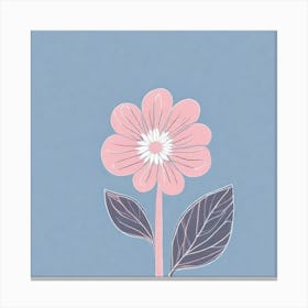 A White And Pink Flower In Minimalist Style Square Composition 387 Canvas Print