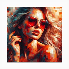 Lady in Red Pixel Art Canvas Print