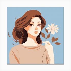 Girl Holding A Flower Canvas Print