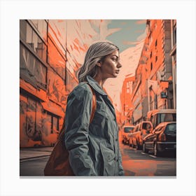 Woman Walking Down The Street 2 Canvas Print