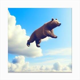 Brown Bear Flying In The Sky Canvas Print