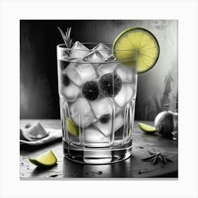 Black And White Image Of A Cocktail Canvas Print