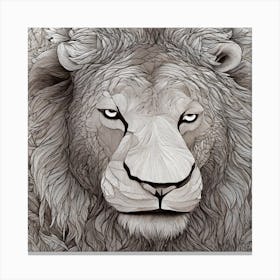 Lion Line Art Canvas Print