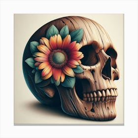 A wooden skull Canvas Print