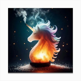 A Unicorn Salt Lamp With Flames And Smoke Swirling 2 Canvas Print