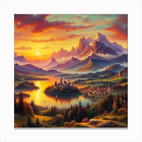 Sunset In The Mountains Canvas Print