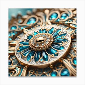 Blue And Gold Brooch Canvas Print