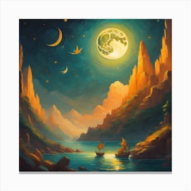 Moonlight In The Mountains Canvas Print