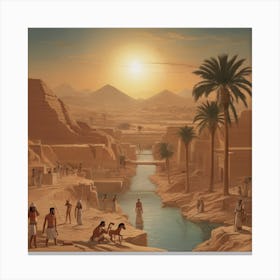 Ancient Egyptian Landscape With Men 1 Canvas Print