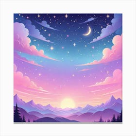 Sky With Twinkling Stars In Pastel Colors Square Composition 125 Canvas Print