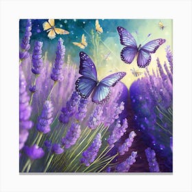 Lavender Field With Butterflies Canvas Print