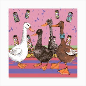 Disco Duck Dance Party Print Art And Wall Art Canvas Print