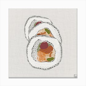 Sushi Rolls Square Canvas Print