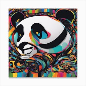 An Image Of A Panda With Letters On A Black Background, In The Style Of Bold Lines, Vivid Colors, Gr (3) Canvas Print