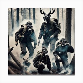 Gas Masks In The Forest 9 Canvas Print