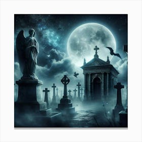 Graveyard At Night 22 Canvas Print