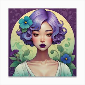 Asian Girl With Purple Hair 3 Canvas Print