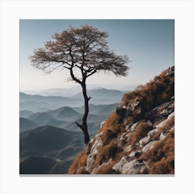 Lone Tree On A Cliff Canvas Print