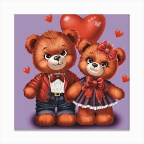 Valentine Teddy Bears Canvas Print