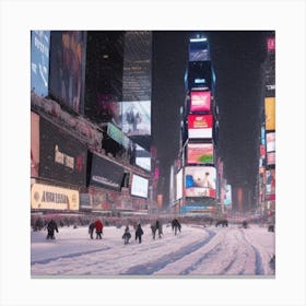 Times Square In The Snow 3 Canvas Print
