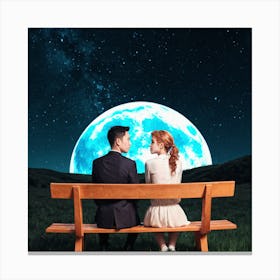 Couple Sitting On A Bench 6 Canvas Print