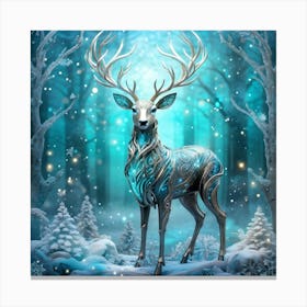 Robotic Deer Exhibiting Touches Of Teal And Iridescent Highlights Stands Centred Amidst An Enchant 2 Canvas Print