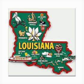 Louisiana Map Canvas Print