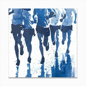 Runners In Blue Canvas Print