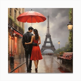 Couple In Paris Canvas Print