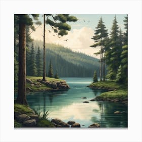 Lake In The Woods Canvas Print