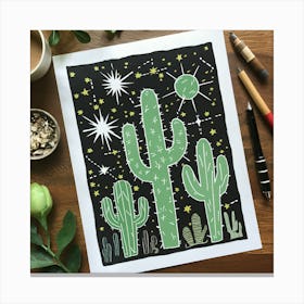 Cactus Print 6 Canvas Print