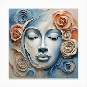 Portrait Of A Woman With Roses Canvas Print