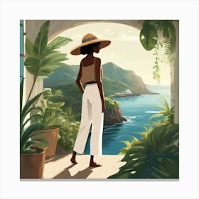 Woman Looking At The Ocean 1 Canvas Print