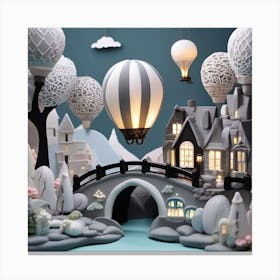 Winter Wonderland Hot Air Balloons Landscape Canvas Print