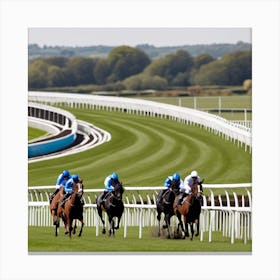 Jockeys On The Track Canvas Print