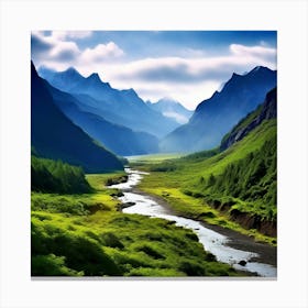 Mountain Valley Hill Meadow River Lake Ocean Desert Plain Forest Tundra Savanna Glacie (1) Canvas Print