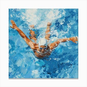 A Swimmer In A Pool Oil Painting Illustration 1718672375 3 Canvas Print